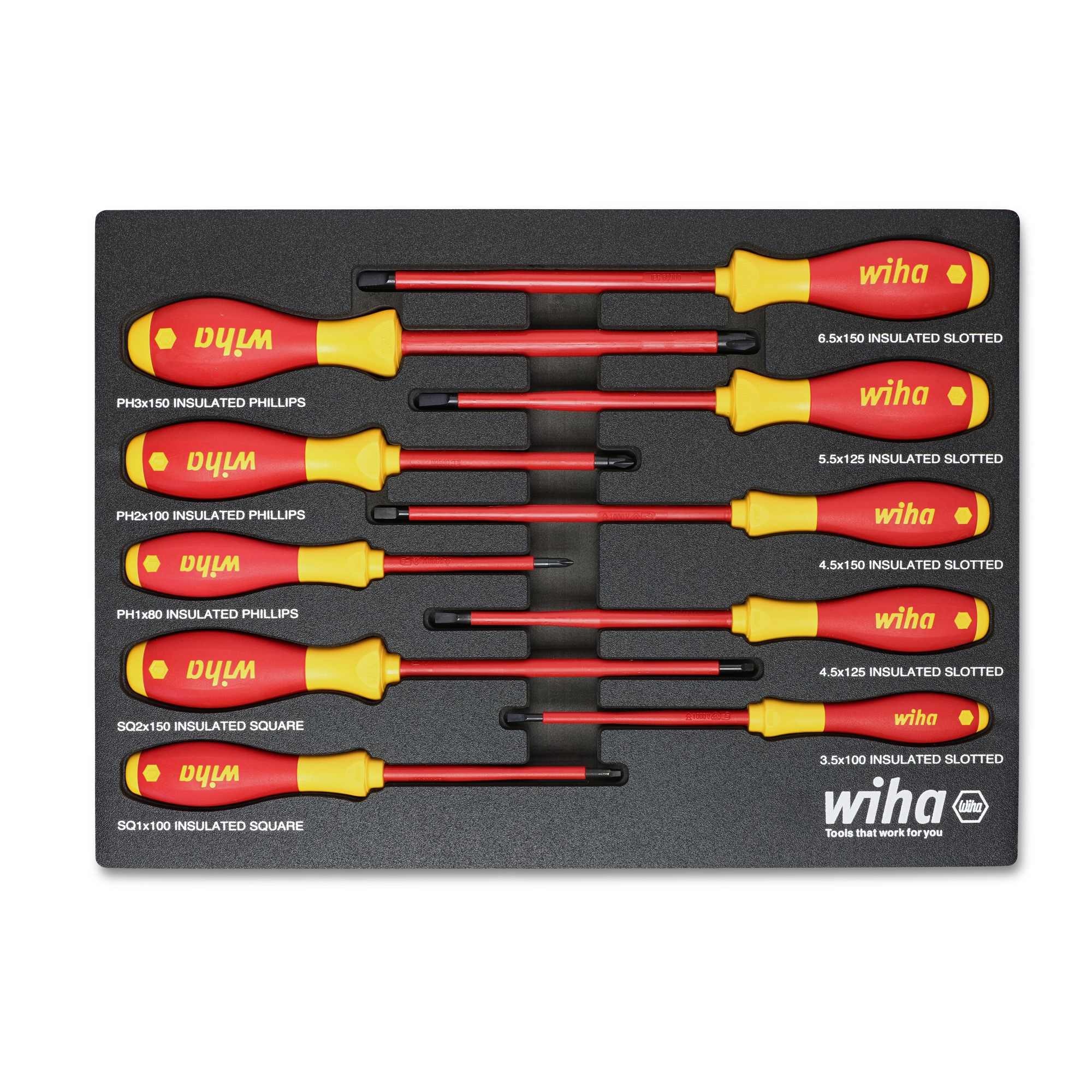 Wiha, 10 Pc. SoftFinish Cushion Grip Screwdriver Set, Drive Type Combination, Model# 32080